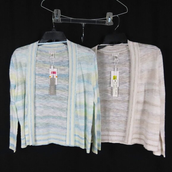 Lightweight Blue and Tan Striped Spense Sweaters Sz. S - Picture 1 of 14